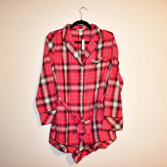 VICTORIA'S SECRET FLANNEL TIE ROMPER NWT - Picture 4 of 8